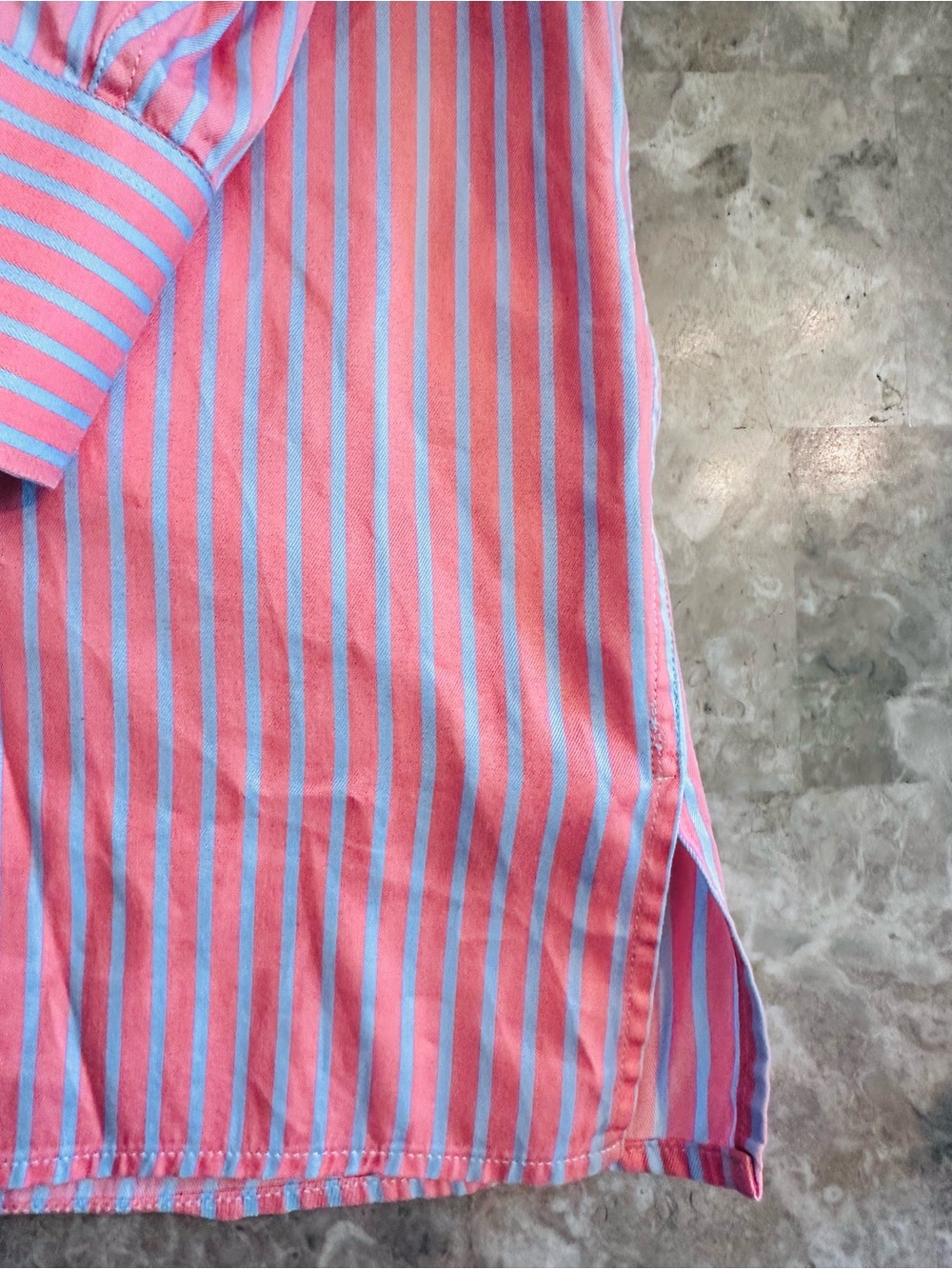 Ermenegildo Zegna Coral and Light Blue Stripe Dress Shirt - Picture 4 of 5